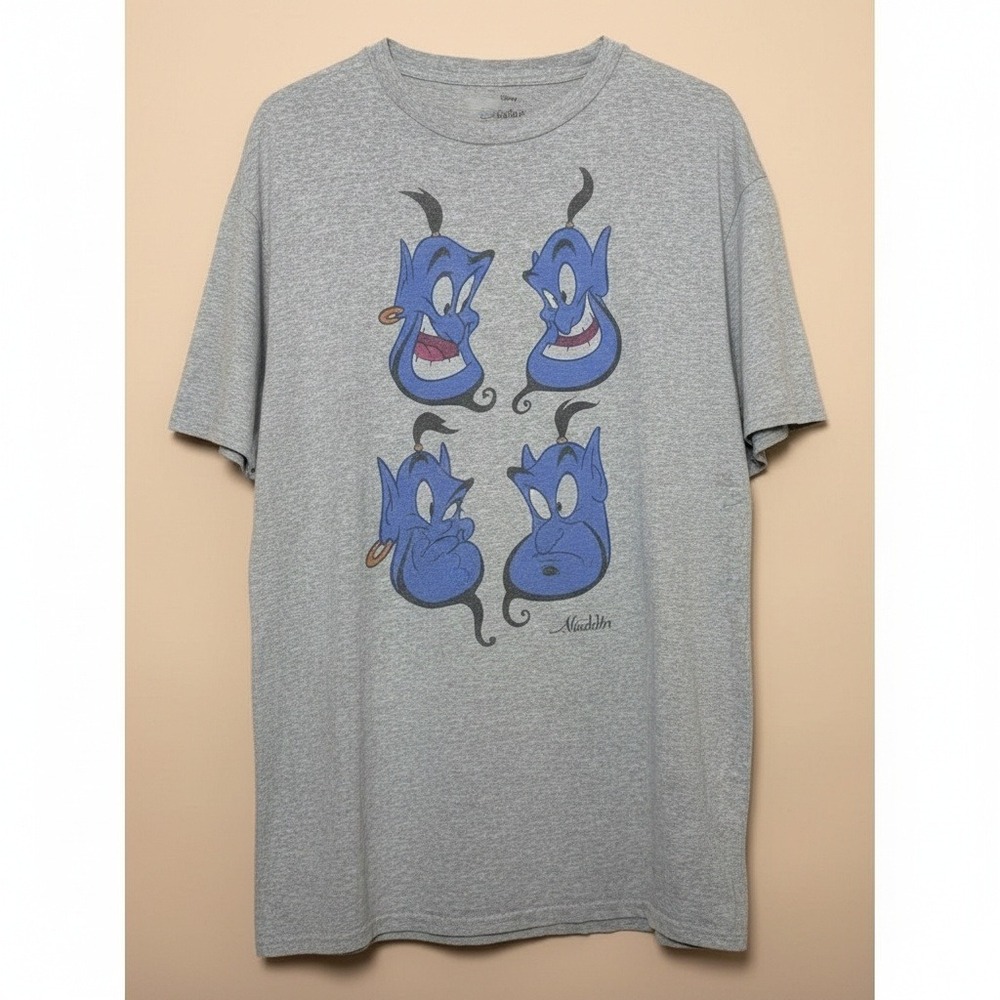 Disney Aladdin Genie Tee‎ Gray Faces XLT Pre-Owned
